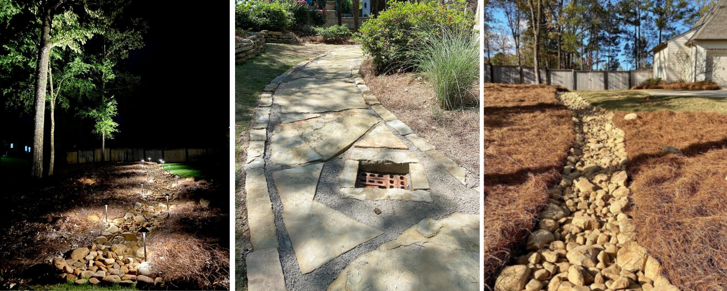 French drain and dry creek bed